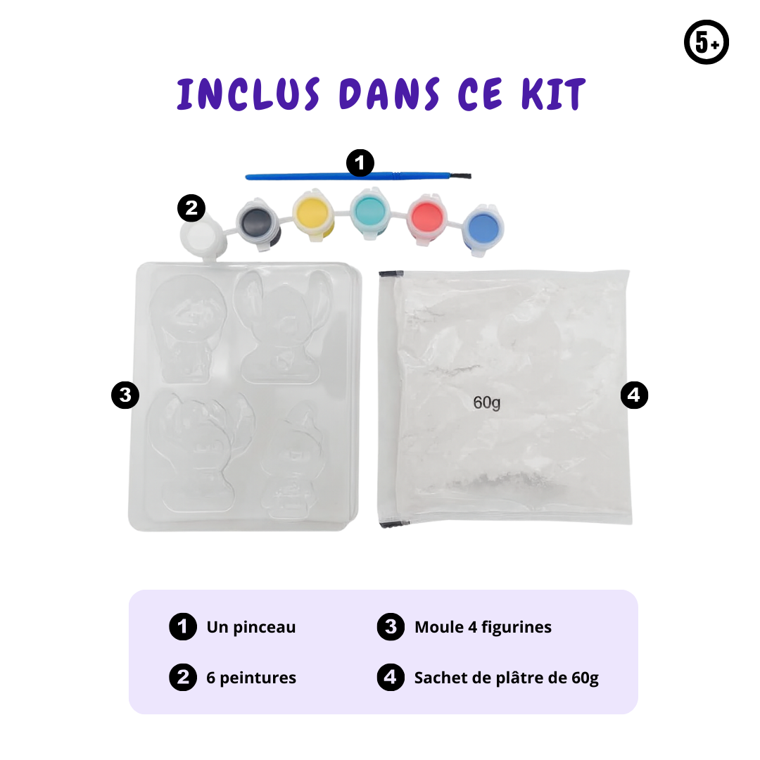 Kit Créatif Stitch - Moule, Fabrique et Peins - 4 figurines