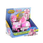 Super Wings – Dizzy Rescue Tow – Véhicule transformable Robot 18 cm + Figurine