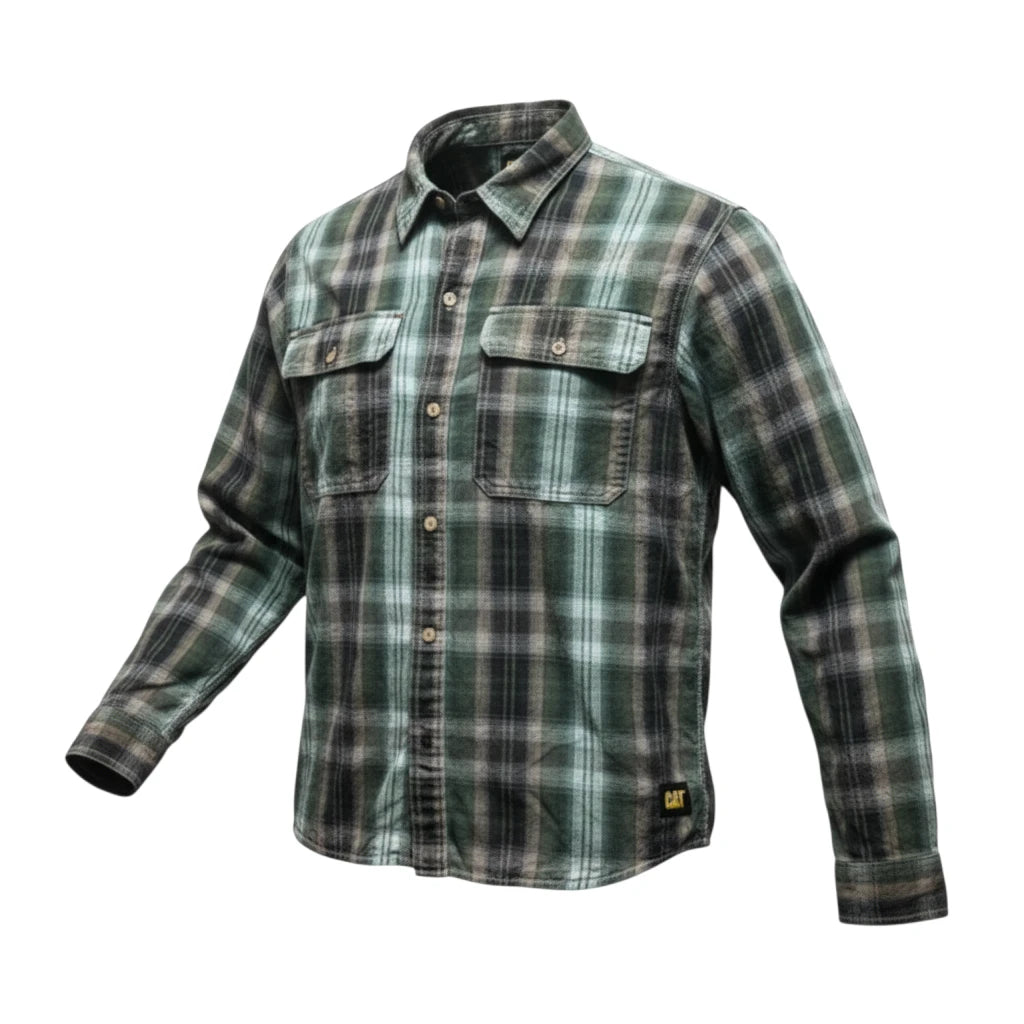 Caterpillar - Chemise CAT à carreaux verte et grise – Enfant 14 ans