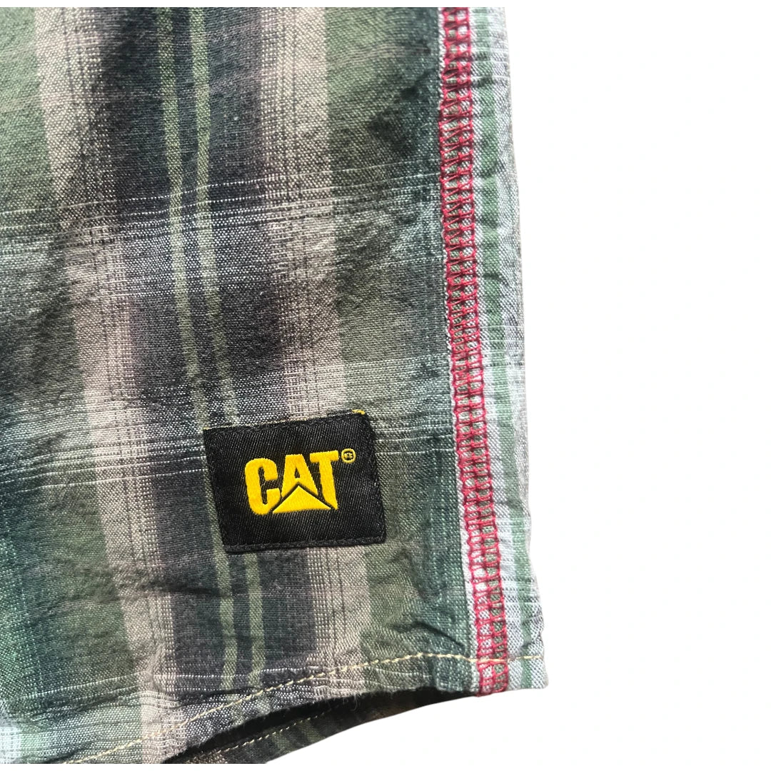 Caterpillar - Chemise CAT à carreaux verte et grise – Enfant 14 ans