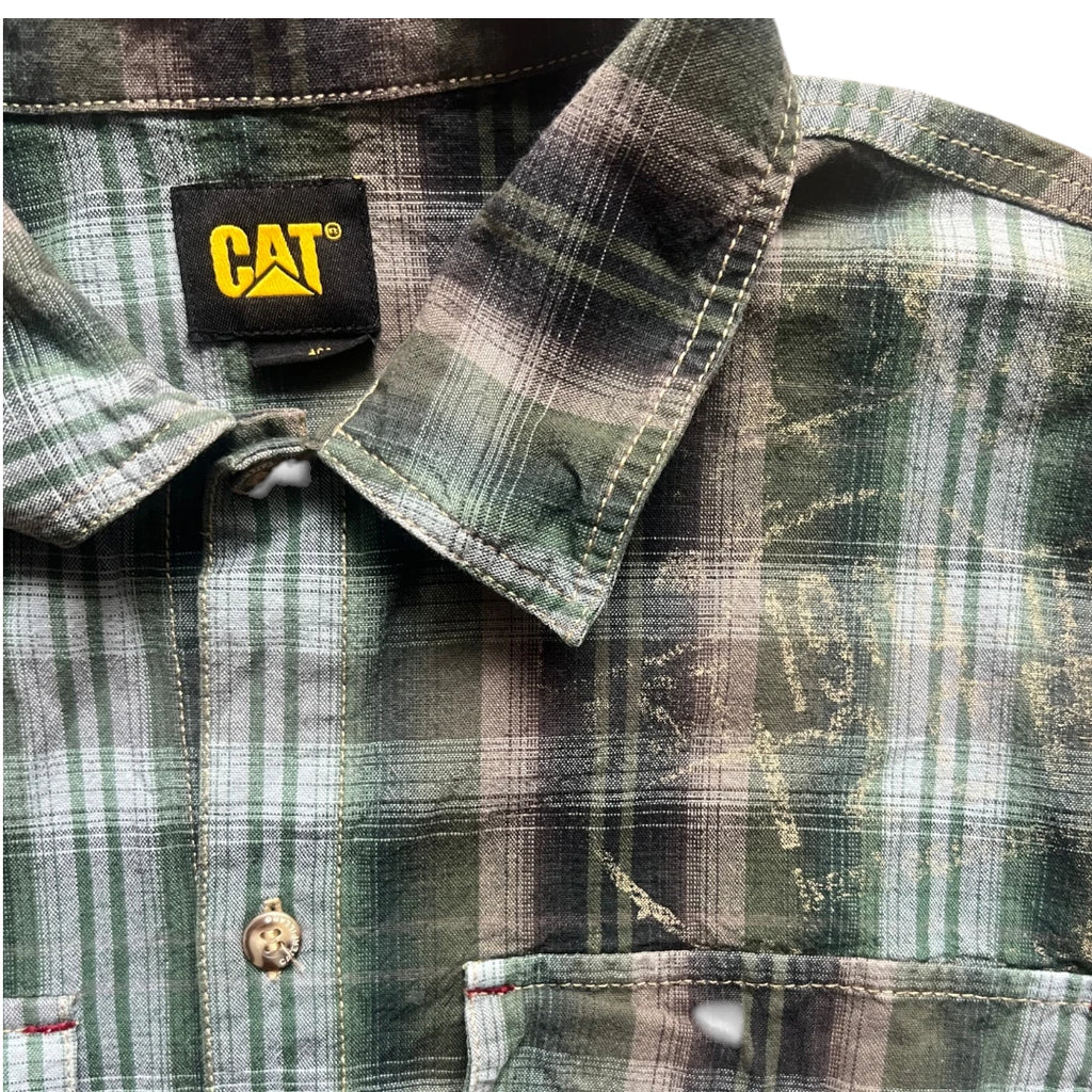 Caterpillar - Chemise CAT à carreaux verte et grise – Enfant 14 ans