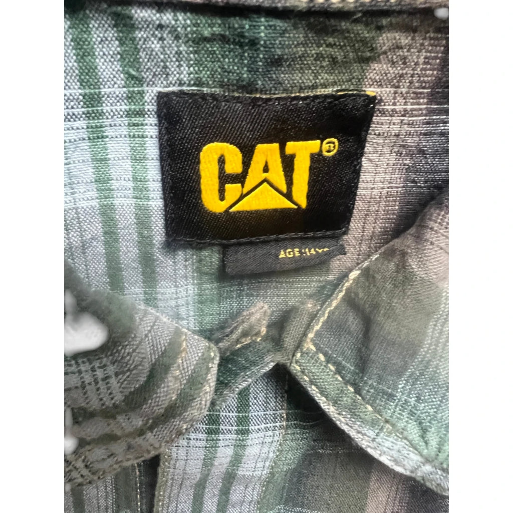 Caterpillar - Chemise CAT à carreaux verte et grise – Enfant 14 ans