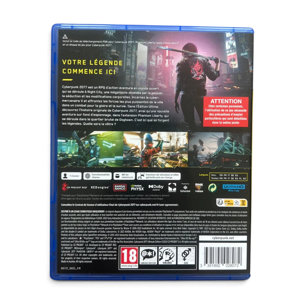 Cyberpunk 2077 Ultimate Edition avec Code Phantom Libertgy non utilisé - PS5