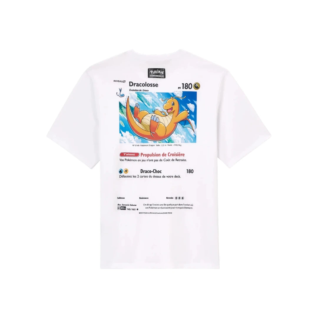 Pokémon - T-shirt Dracolosse carte collector - Blanc