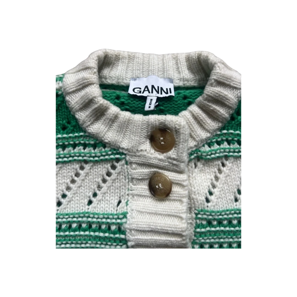 Ganni – Gilet pour femme en laine - Vert/écru