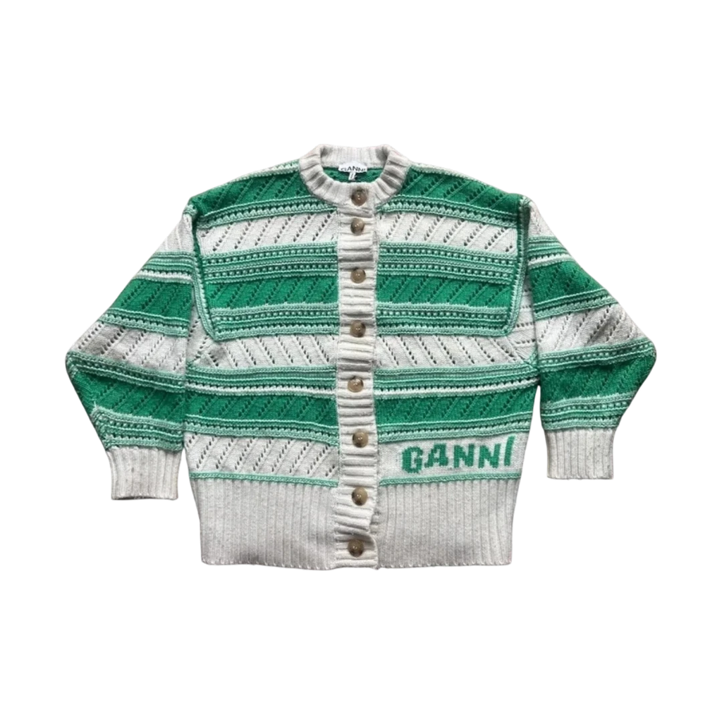 Ganni – Gilet pour femme en laine - Vert/écru