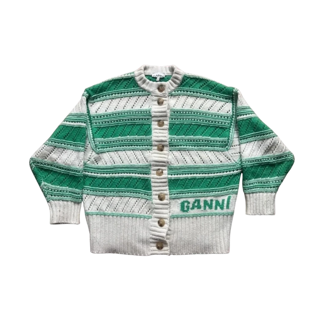 Ganni – Gilet pour femme en laine - Vert/écru