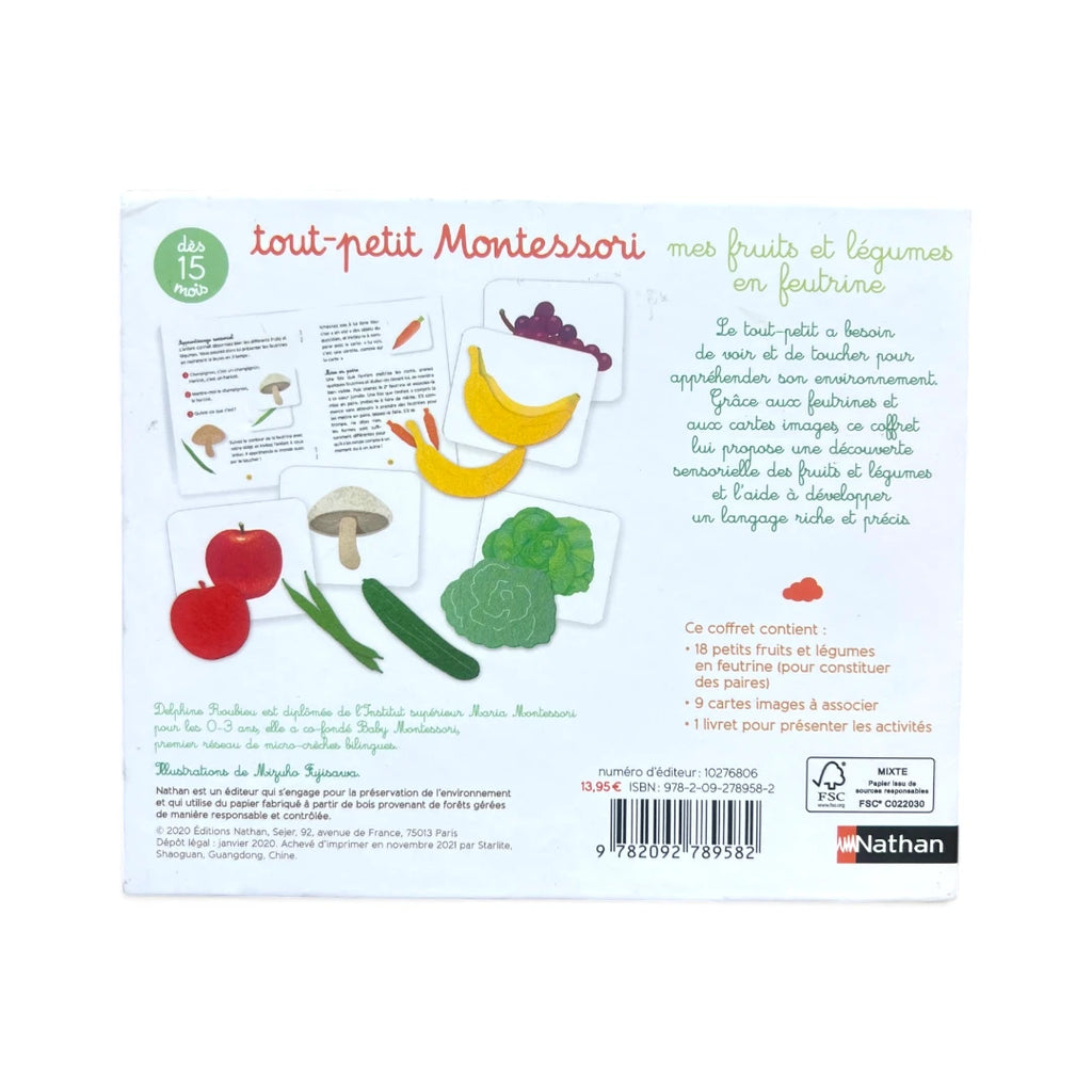 Tout-petit Montessori – Mes fruits et légumes en feutrine