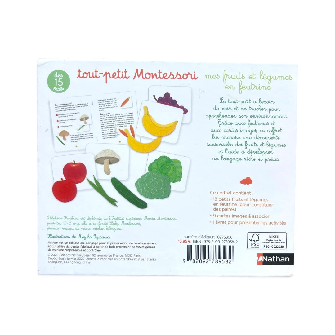 Tout-petit Montessori – Mes fruits et légumes en feutrine