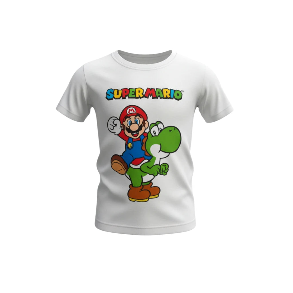 T-shirt Enfant - Super Mario & Yoshi blanc