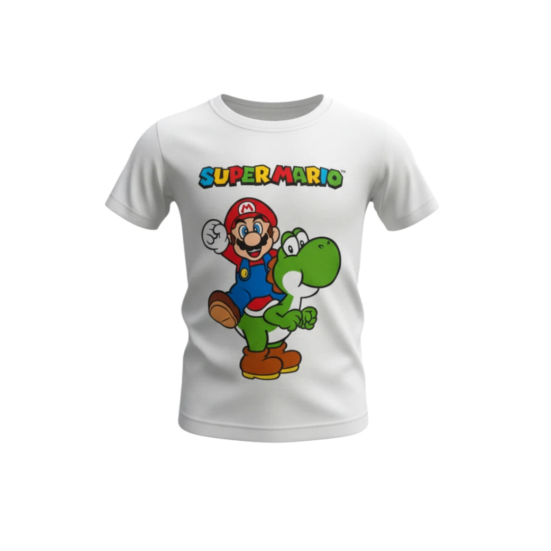 T-shirt Enfant - Super Mario & Yoshi blanc