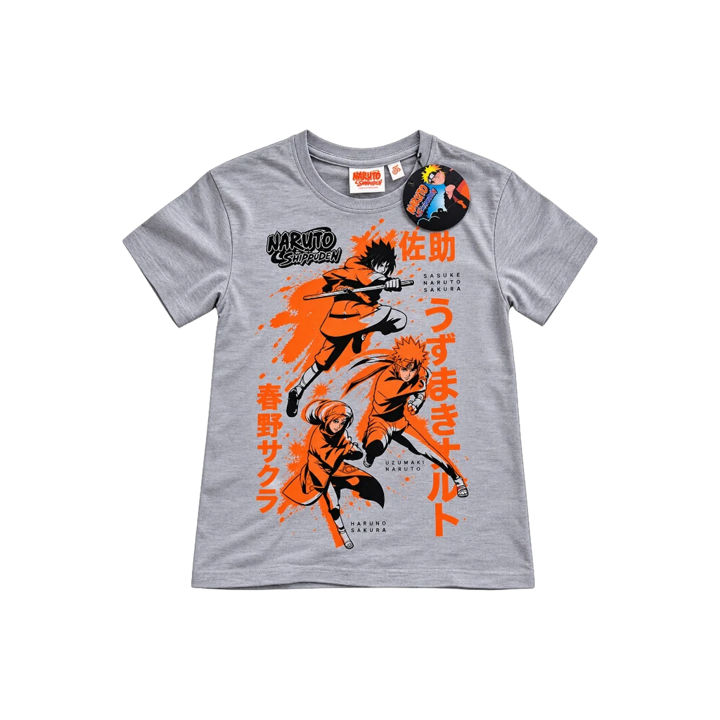 Kiabi - T-shirt Naruto Shippuden gris – Naruto, Sasuke & Sakura
