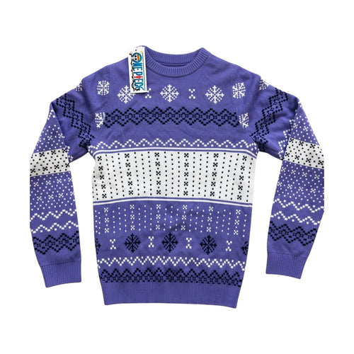 One Piece x Celio - Pull de Noël Luffy mauve et blanc