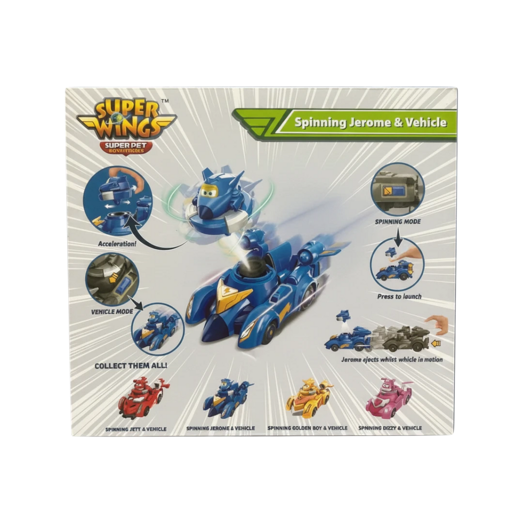 Super Wings – Jerome – Véhicule & Toupie Spinning